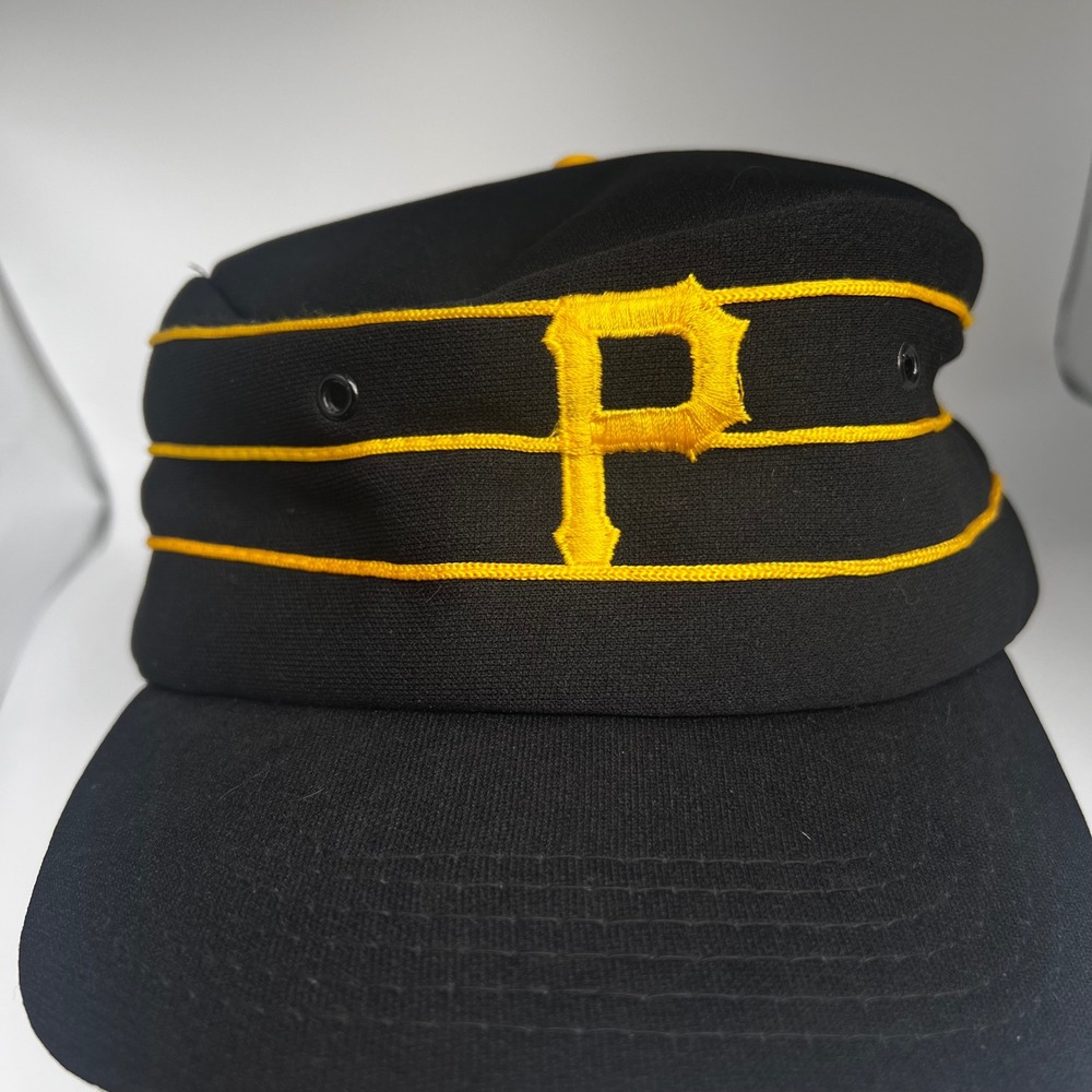 San Sun Pittsburgh Pirates Hat MLB Pillbox Snapback Black Yellow Vintage Style